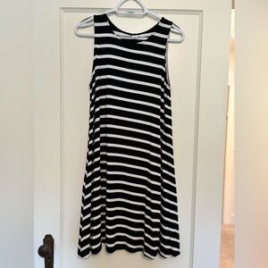 Old Navy Black and White Striped Dress, Medium